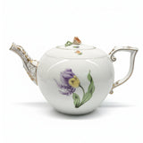 Purple Parrot Tulip Tea Pot Hand Painted 24K Gold Accents 1.25L