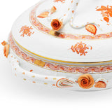 Apponyi Rust Vegetable Covered Dish Hand Painted 24K Gold Accents