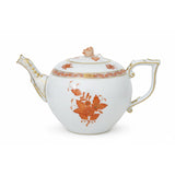 Apponyi Rust Tea Pot Hand Painted 24K Gold Accents 1.25L