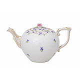 Purple Garland Cornflowers Tea Pot Hand Painted 24K Gold Accents 1.25L