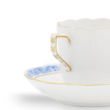 Apponyi Blue Coffee Cup and Saucer Hand Painted 24K Gold Accents 140 ml