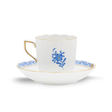 Apponyi Blue Coffee Cup and Saucer Hand Painted 24K Gold Accents 140 ml
