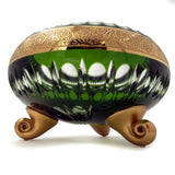 Tripod Bowl Hand Cut Crystal 24K Gold 25.5 Cm