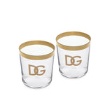 Set of 2 Water Glasses with D&G Logo and Gold Border