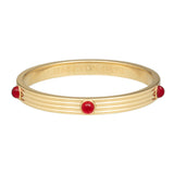 Ribbed Cabochon Ruby & Gold - Bangle