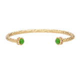 Hammered Emerald & Gold Torque Bangle
