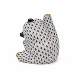 Playful Panda Figurine Hand Painted 24K Gold Accents