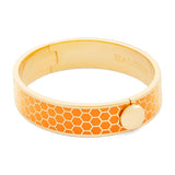 Honeycomb Orange & Gold - Hinged Bangle - 13mm