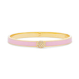 Plain Pave Button Pink & Gold - Hinged Bangle - 6mm