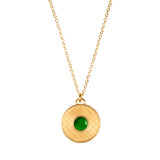 Salamander Cabochon Emerald Golden Necklace