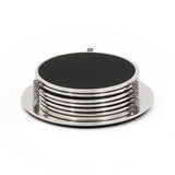 Silver-Plated Black Faux Shagreen Drink Coasters – Set of 6