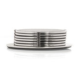 Silver-Plated Black Faux Shagreen Drink Coasters – Set of 6