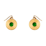 Salamander Cabochon Emerald Golden Earrings