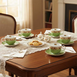 Shell Garden Floral Nasturtium Green Teacup & Saucer Sets