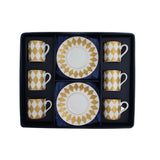 Parterre Gold Coffee Cup & Saucer Set of 6