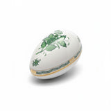 Apponyi Green Egg Shaped Bonbonniere Hand Painted 24K Gold Accents