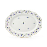 Purple Garland Cornflowers Oval Platter Hand Painted 24K Gold Rim - 35 cm