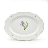Purple Parrot Tulip Oval Platter Hand Painted 24K Gold Rim 35 cm