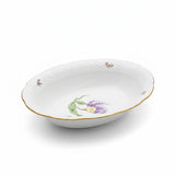 Purple Parrot Tulip Serving Bowl Hand Painted 24K Gold Rim 25 cm