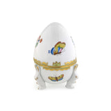 Queen Victoria Egg Shaped Bonbonniere Hand Painted 24K Gold Accents
