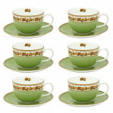 Shell Garden Floral Nasturtium Green Teacup & Saucer Sets