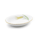Yellow Tulip Serving Bowl Hand Painted 24K Gold Rim 25 cm
