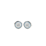 Gear Stick Cobalt Round Gold Cufflinks