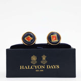 TR Jewels Navy/Orange Round Gold Cufflinks