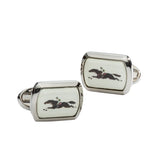 Race Horse Rectangular Palladium Cufflinks