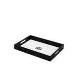 D&G Logo White and Black Wooden Rectangular Tray
