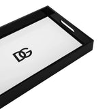 D&G Logo White and Black Wooden Rectangular Tray