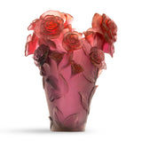 Rose Passion Red Purple Crystal Vase With Gold Gilded Flower