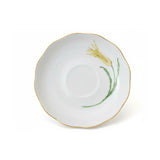 Yellow Tulip Tea Saucer Hand Painted 24K Gold Rim 14 cm
