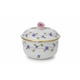 Purple Garland Cornflowers Sugar Pot Hand Painted 24K Gold Accents