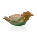 Green & Orange Rose Small Crystal Bowl