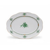 Apponyi Green Oval Platter Hand Painted 24K Gold Rim 35 cm