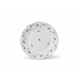 Purple Garland Cornflowers Side Plate Hand Painted 24K Gold Rim - 19 cm