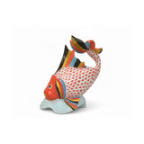 Fish Figurine Hand Painted Raspberry  24K Gold Accents