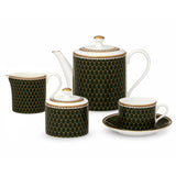 Antler Trellis Dark Green & Gold 15 Pc Tea Set for 6