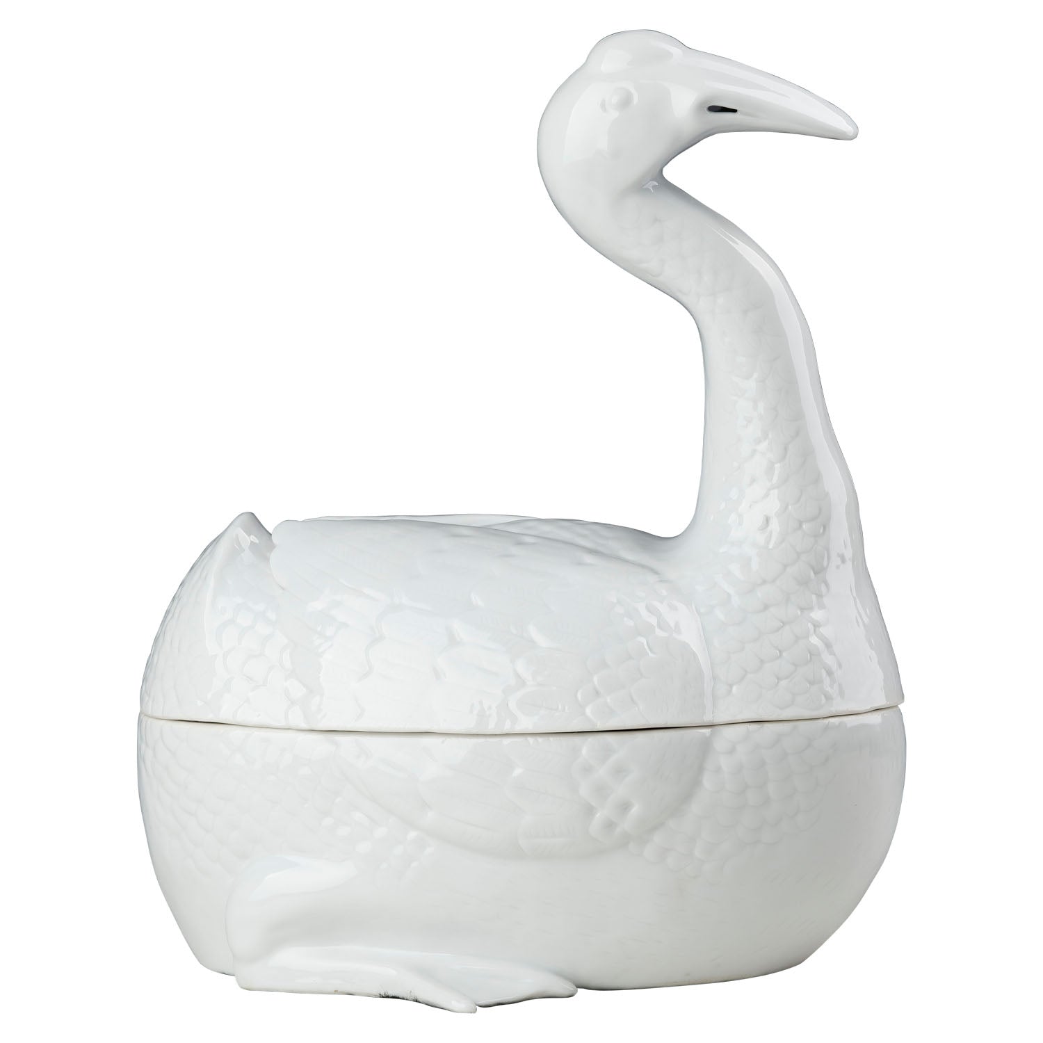 de Gournay white glazed goose tureen with lid