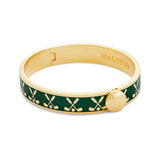 Golf Club Emerald Gold Hinged Bangle 1cm