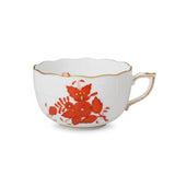 Apponyi Rust Tea Cup Hand Painted 24K Gold Accents 200 ml