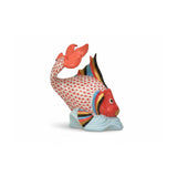 Fish Figurine Hand Painted Raspberry  24K Gold Accents