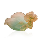 Green & Orange Rose Small Crystal Bowl