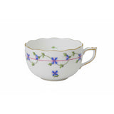 Purple Garland Cornflowers Tea Cup Hand Painted 24K Gold Accents 200 ml