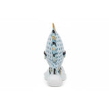 Fish Figurine Hand Painted Blue  24K Gold Accents