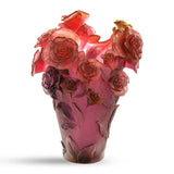 Rose Passion Red Purple Crystal Vase With Gold Gilded Flower