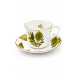 Makaibari Design 21 Piece Tea Set with Dessert/Side Plates with 24K Gold Accents