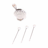 Clam Shell Silver Cocktail Picks