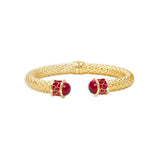 Minoan Ruby Jewel & Gold Plated Hinged Torque Bangle